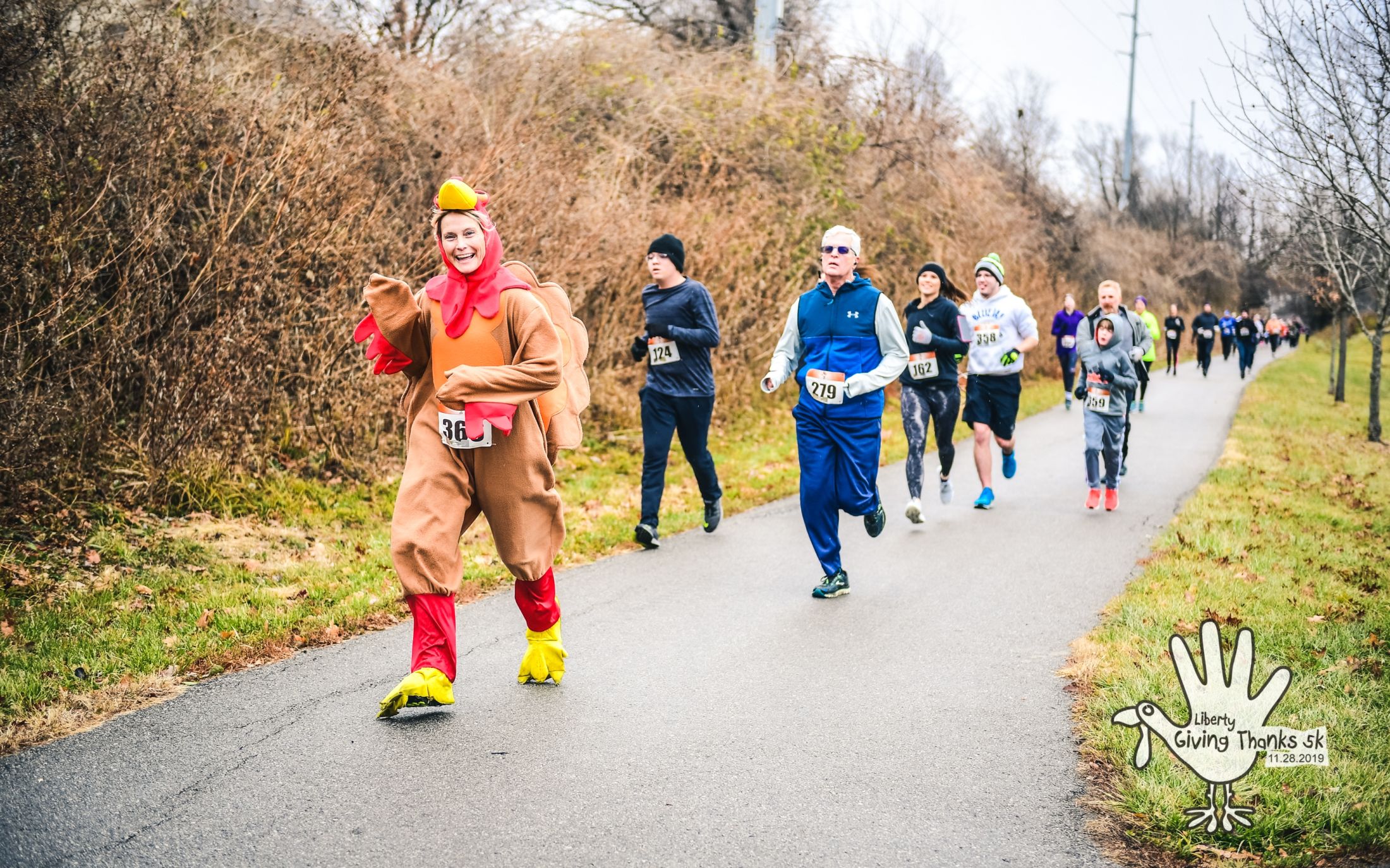 Liberty Giving Thanks runner in turkey costume